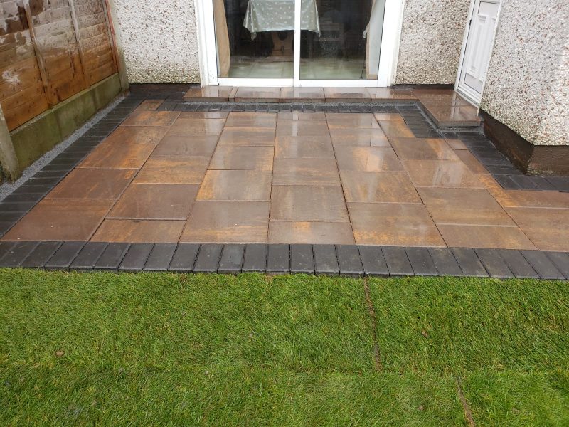 Barleystone Patio with Roll-On Turf in Kildare