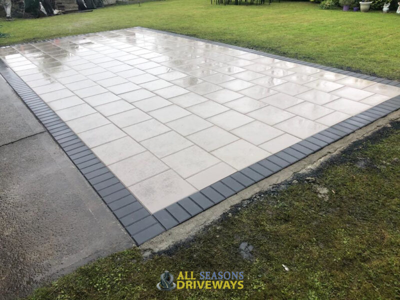Birch Slabbed Patio with Charcoal Perimeter in Ennis, Co. Clare