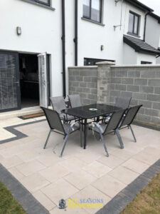 Birch Slabbed Patio with Roll-On Turf in Clarina, Co. Limerick