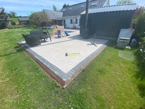 Patio with Birch Barleystone and Charcoal Paved Border in Cratloe, Co. Clare