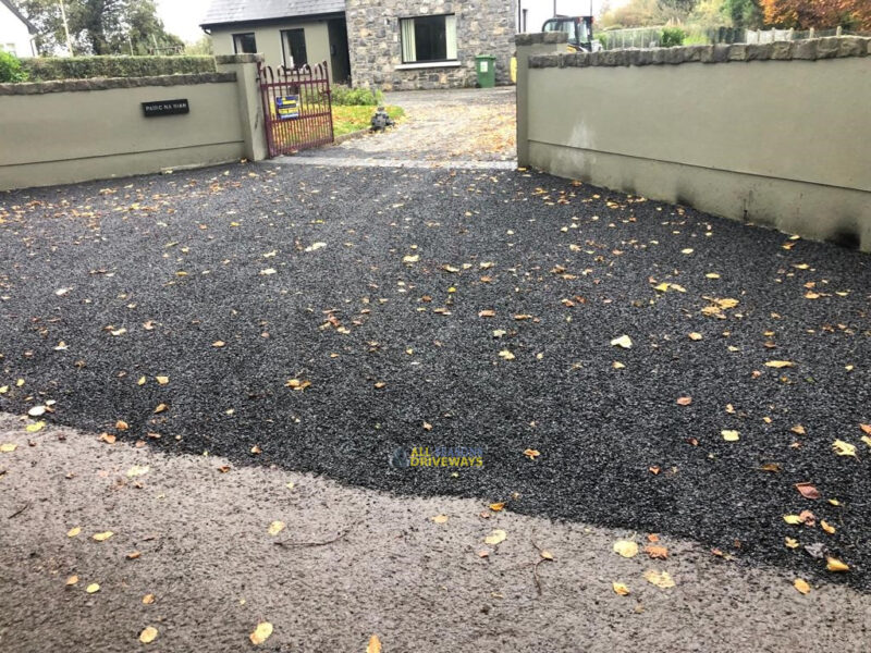 Tar and Chip Apron with Country Cobbles in Cloonlara, Co. Clare