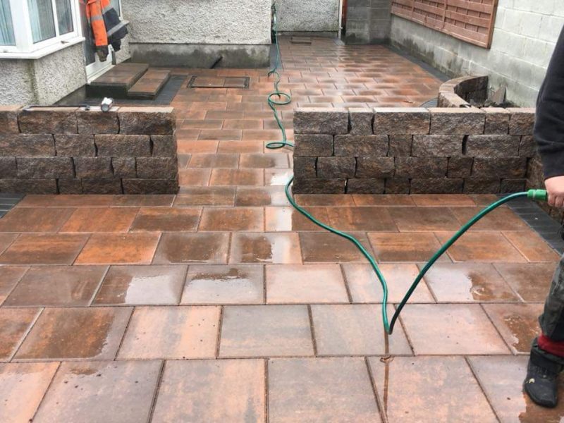 Walnut Slabs Patio with Connemara Wall in Dooradoyle, Co. Limerick